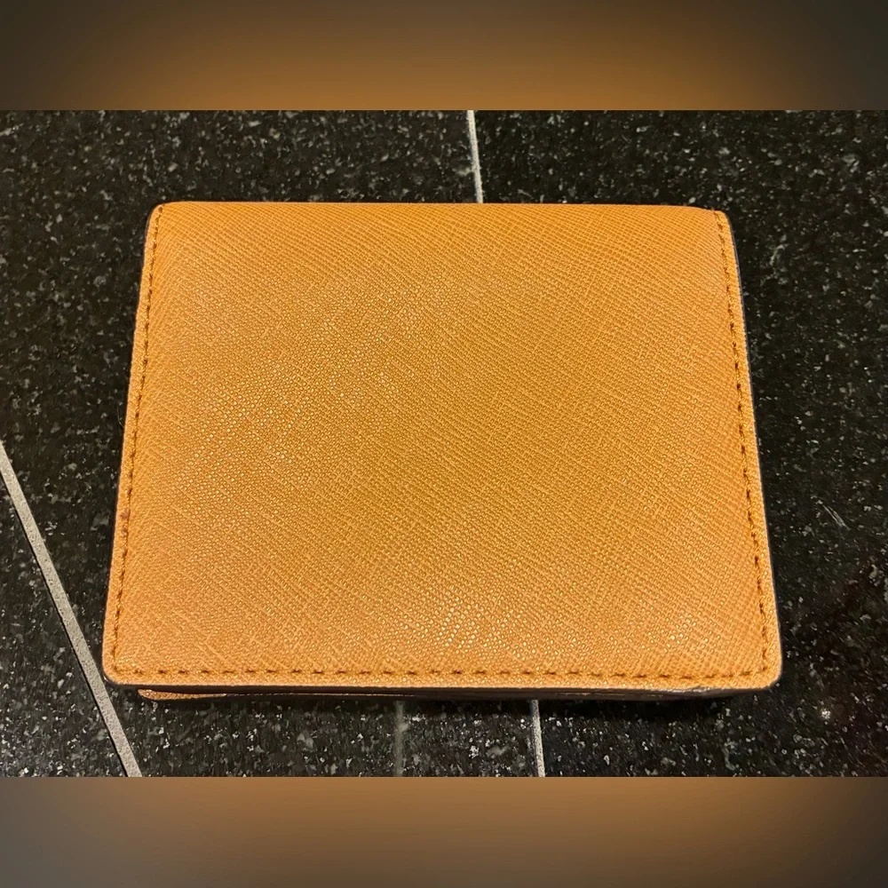 Michael Kors Wallet Saffiano Leather Jet Set Travel Flap Card Holder Caramel - Picture 2 of 13